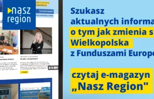 Na zdjęciu widać ekran tabletu w wyglądem strony, z prawej strony informacja, że jeśli szukasz informacji o naborach to czytaj e-magazyn Nasz Region